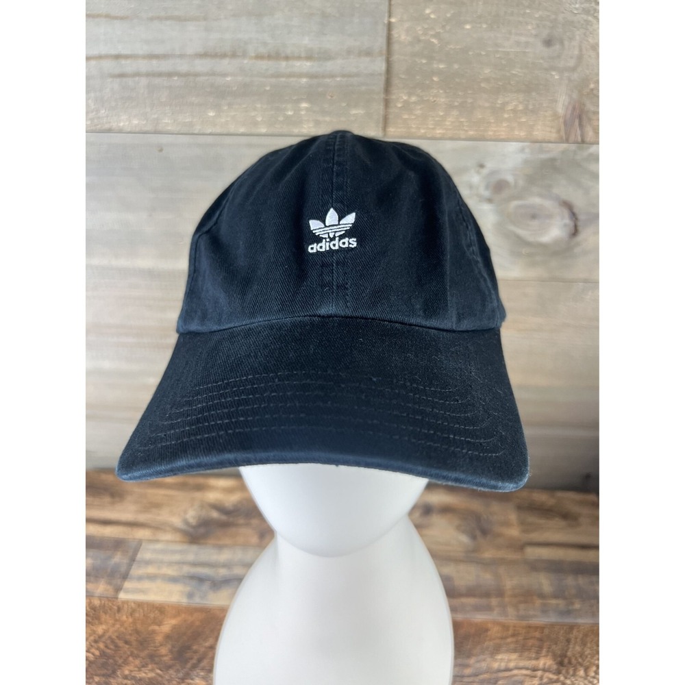 Adidas Youth Hat Adjustable Strapback Embroidered Black White OSFM‎